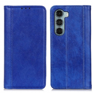 Flip Cover Moto G200 5G Version Cuir Litchi Fendu