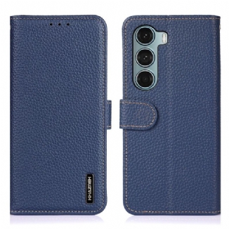 Housse Moto G200 5G Cuir Véritable Litchi KHAZNEH