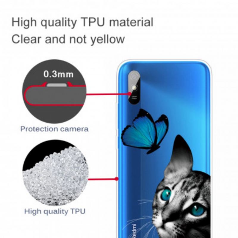 Coque Xiaomi Redmi 9A Chat et Papillon