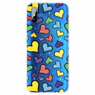Coque Xiaomi Redmi 9A Coeurs Multicolors