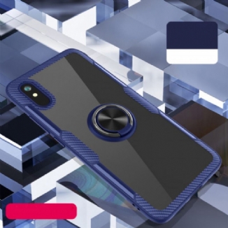 Coque Xiaomi Redmi 9A Fibre Carbone Anneau Métallique