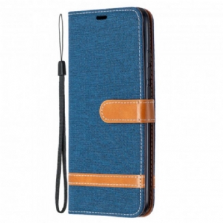 Housse Xiaomi Redmi 9A Tissu et Effet Cuir à Lanière