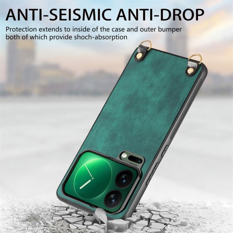 Coque à Cordon Xiaomi 17 Pro Simili Cuir Rétro