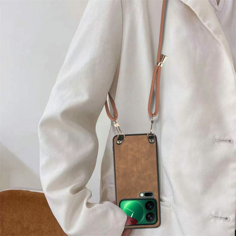 Coque à Cordon Xiaomi 17 Pro Simili Cuir Rétro