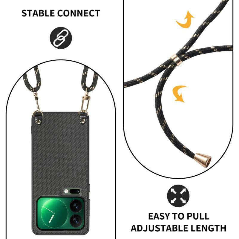 Coque à Cordon Xiaomi 17 Pro Texture Fibre Carbone