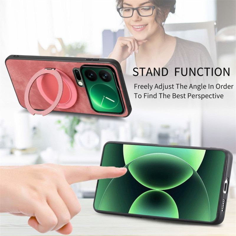 Coque Xiaomi 17 Pro Support Rotatif et Texture Cuir Rétro