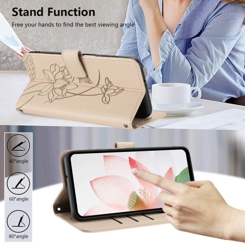 Housse Xiaomi 17 Pro Motif Lotus à Lanière