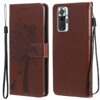 Housse Xiaomi Redmi Note 10 Pro Arbre et Chat à Lanière