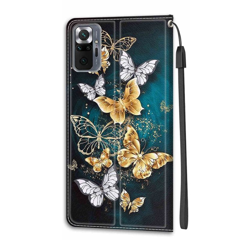Housse Xiaomi Redmi Note 10 Pro Fan des Papillons à Lanière
