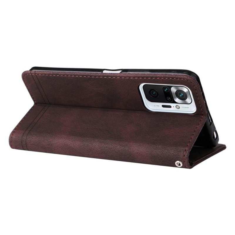 Housse Xiaomi Redmi Note 10 Pro Simili Cuir Rivet et Lanière