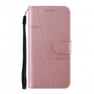Housse Xiaomi Mi 11 Pro Style Cuir Géométrique à Lanière