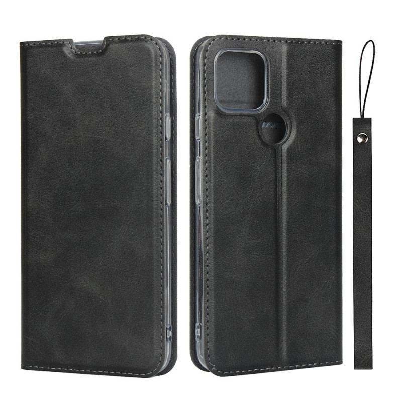 Flip Cover Google Pixel 4A 5G Simili Cuir Classe à Lanière