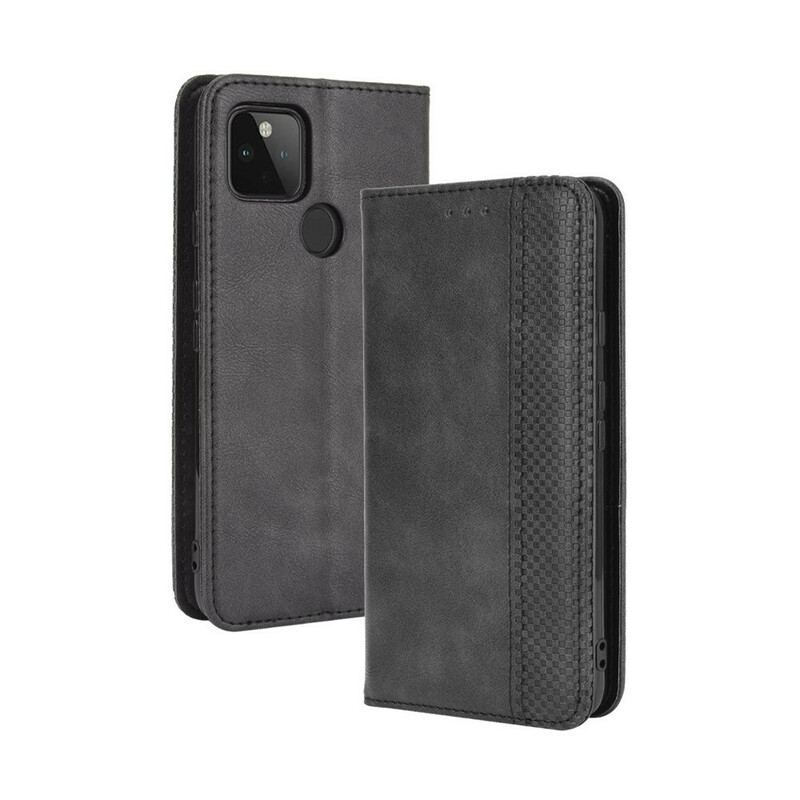 Flip Cover Goolge Pixel 4a 5G Effet Cuir Vintage Stylisé