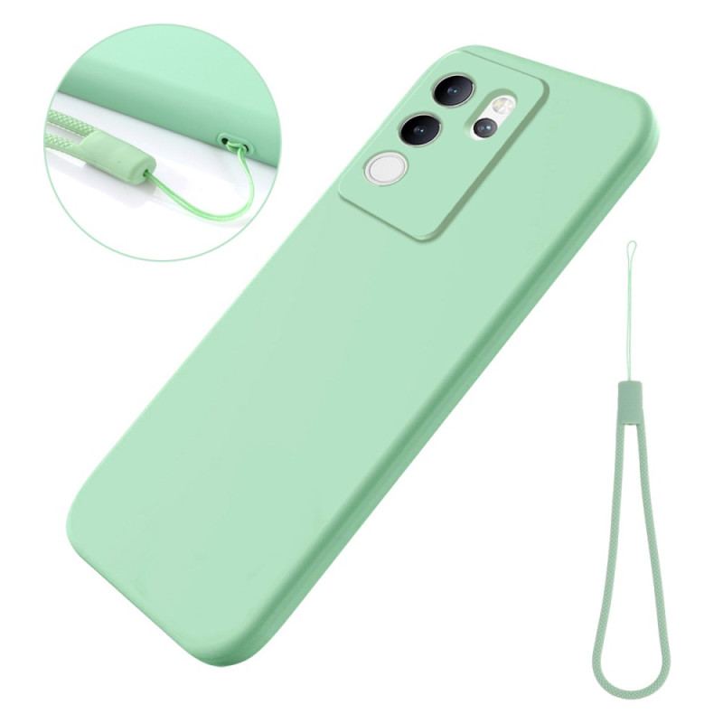 Coque Vivo V30 Lite 5G Silicone Liquide à Lanière