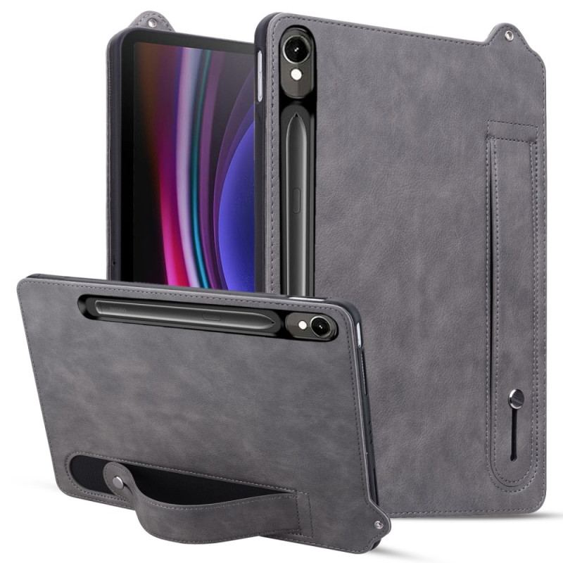 Coque Samsung Galaxy Tab S10 FE / S9 / S9 FE Effet Cuir avec Sangle