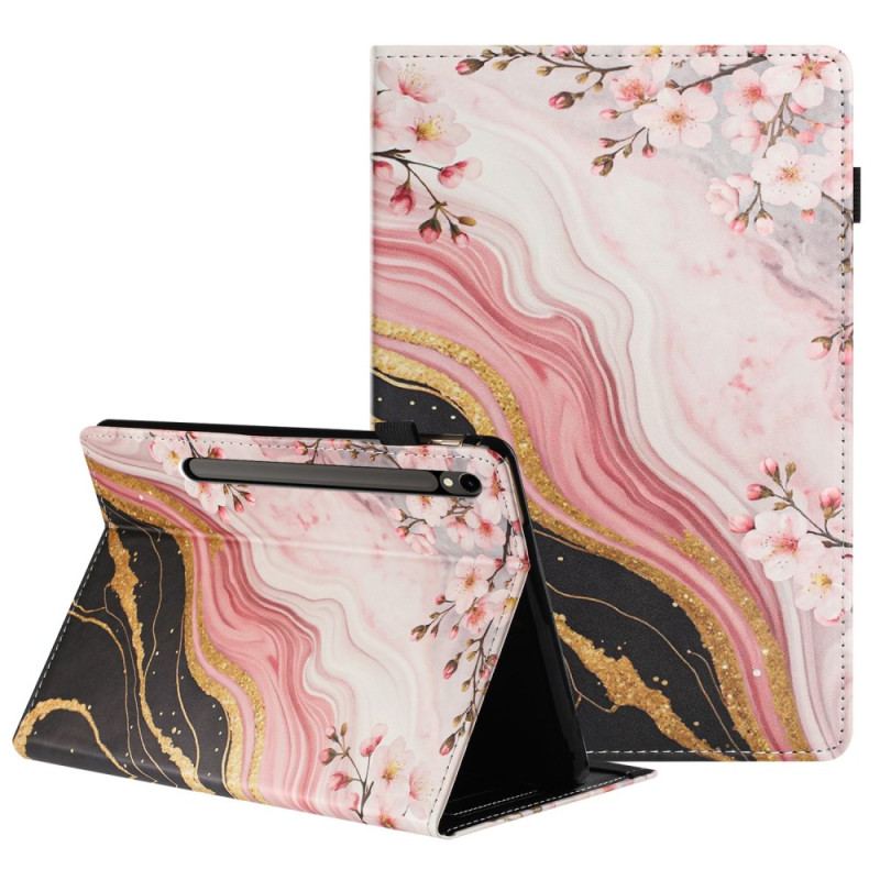 Étui Samsung Galaxy Tab S10 FE / S9 / S9 FE Motif Floral Marbre