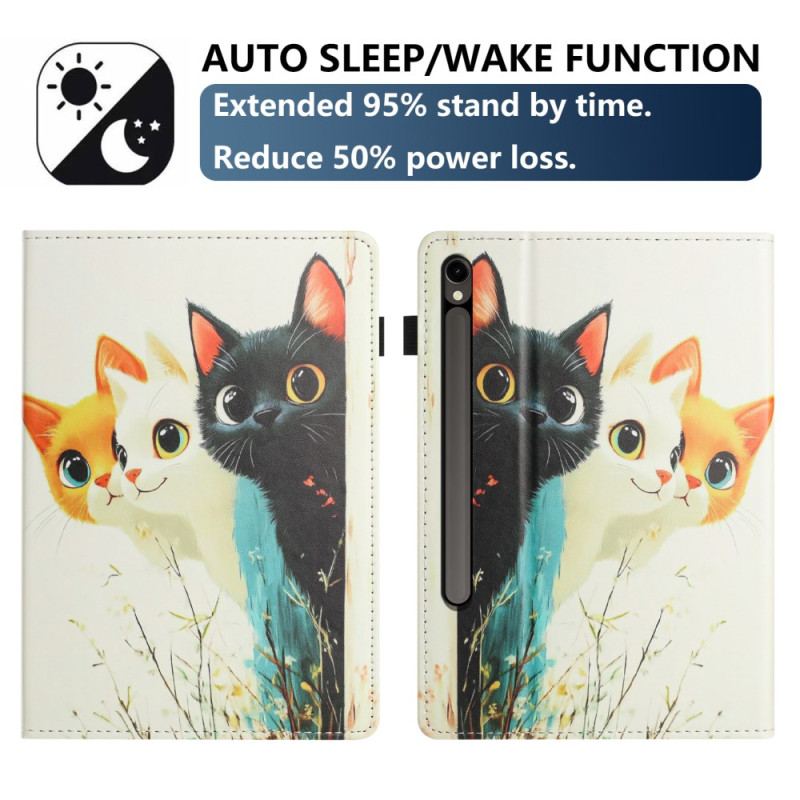 Étui Samsung Galaxy Tab S10 FE / S9 / S9 FE Motif Trois Chats