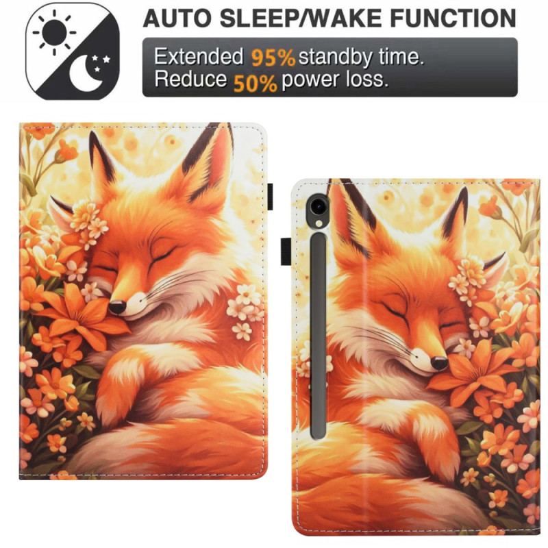Étui Samsung Galaxy Tab S10 FE / S9 / S9 FE Renard fleuri