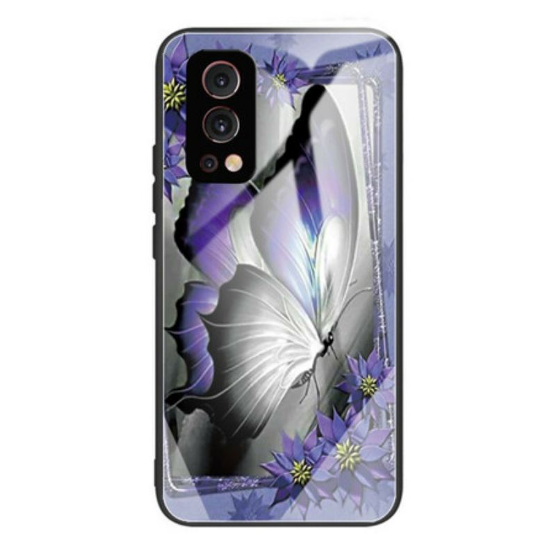 Coque OnePlus Nord 2 5G Verre Trempé Papillon Violet