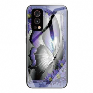 Coque OnePlus Nord 2 5G Verre Trempé Papillon Violet