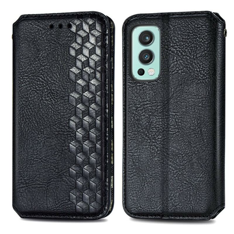 Flip Cover OnePlus Nord 2 5G Effet Cuir Texture Diamant