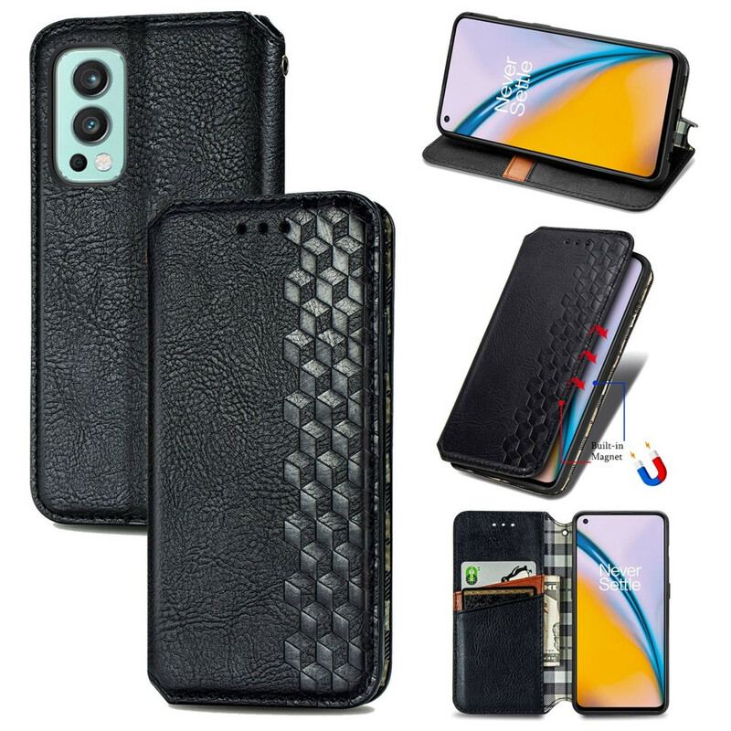 Flip Cover OnePlus Nord 2 5G Effet Cuir Texture Diamant