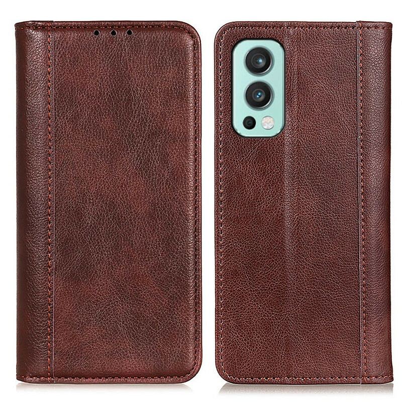 Flip Cover OnePlus Nord 2 5G Version Cuir Litchi Fendu
