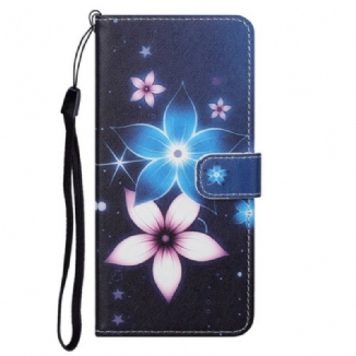 Housse OnePlus Nord 2 5G Fleurs Lunaires à Lanière
