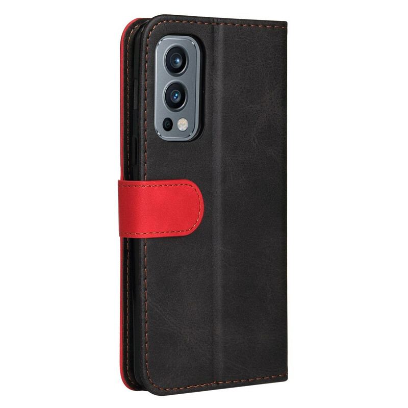 Housse OnePlus Nord 2 5G Simili Cuir Bicolore Coloré