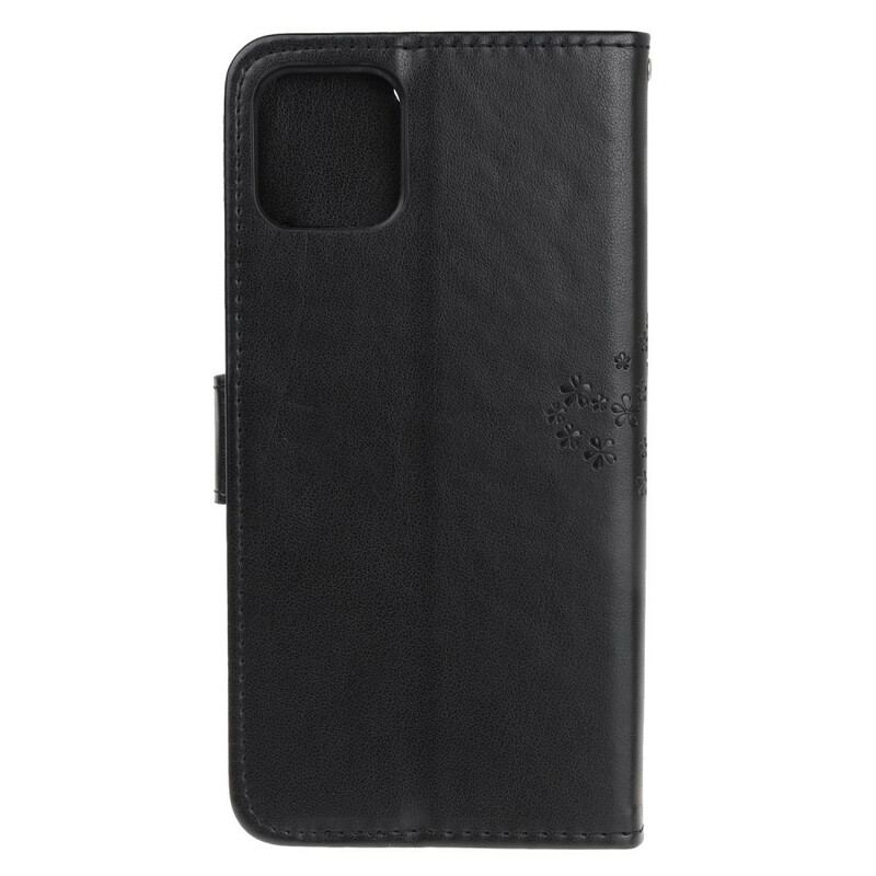 Housse iPhone 11 Pro Arbre et Hiboux à Lanière