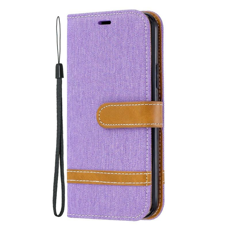 Housse iPhone 11 Pro Tissu et Effet Cuir à Lanière