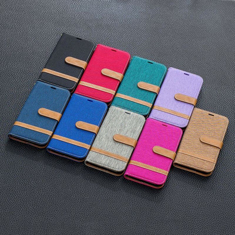 Housse iPhone 11 Pro Tissu et Effet Cuir à Lanière