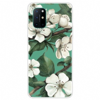 Coque OnePlus 8T Fleurs Blanches Peintes