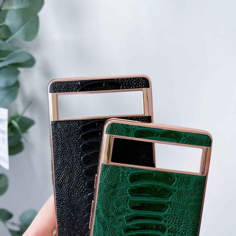 Coque Google Pixel 7 Pro Vrai Cuir Style Autruche