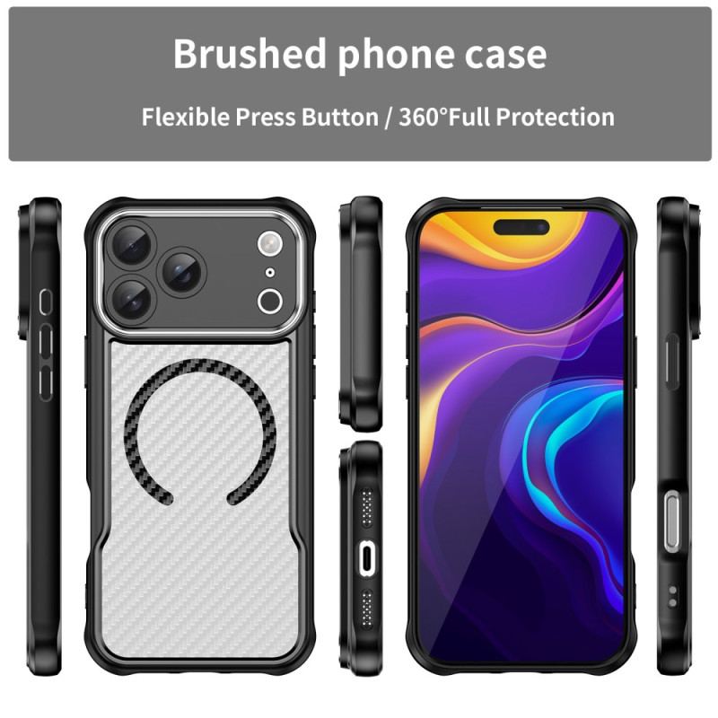 Coque iPhone 17 Pro Max Compatible MagSafe Fibre Carbone Translucide