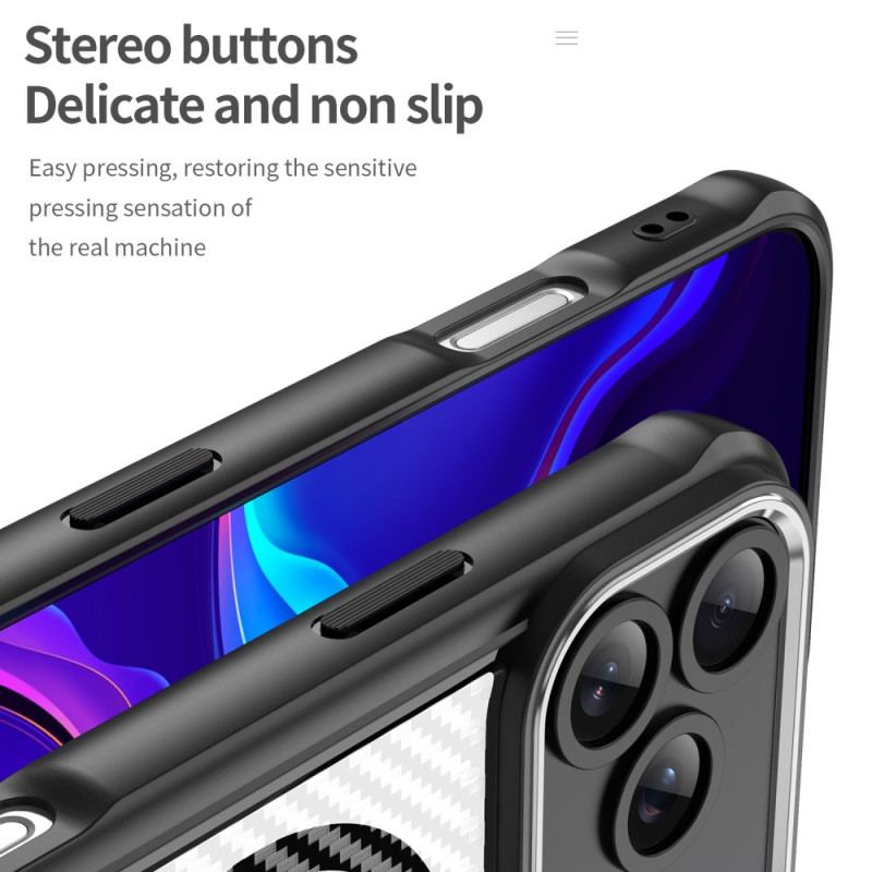 Coque iPhone 17 Pro Max Compatible MagSafe Fibre Carbone Translucide