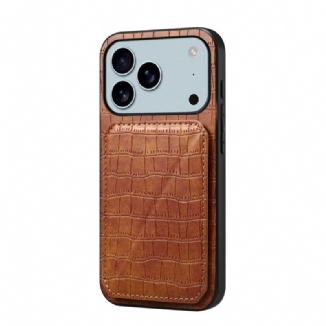 Coque iPhone 17 Pro Max Porte-Cartes Effet Crocodile