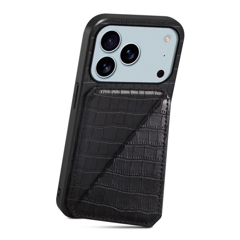Coque iPhone 17 Pro Max Porte-Cartes Effet Crocodile