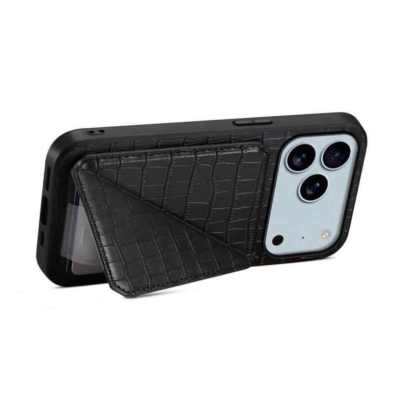 Coque iPhone 17 Pro Max Porte-Cartes Effet Crocodile