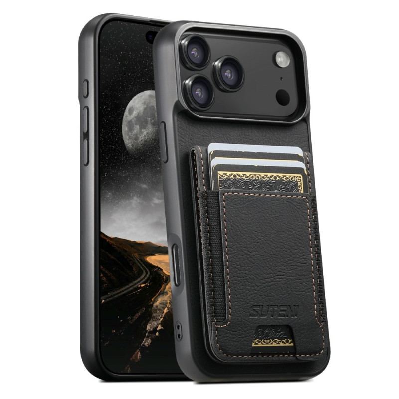 Coque iPhone 17 Pro Max Porte-Cartes et Support Look Rétro