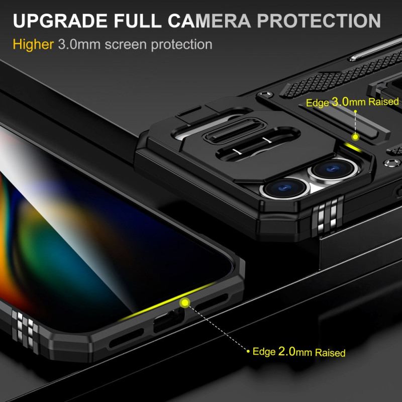 Coque iPhone 17 Pro Max Support et Protection d'Objectif Effet Métal