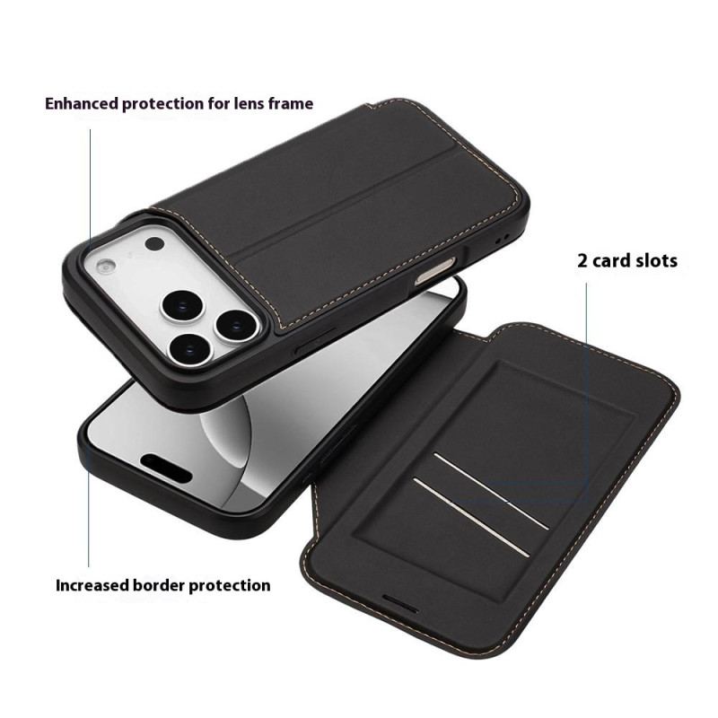 Flip Cover iPhone 17 Pro Max Fermeture Magnétique et Porte-Cartes