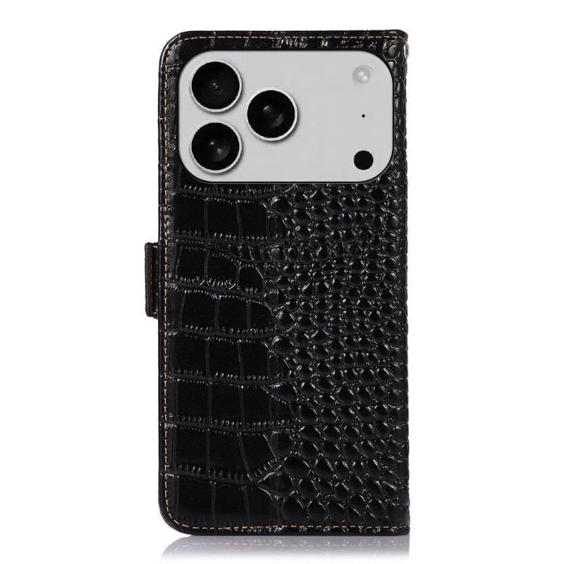 Housse iPhone 17 Pro Max Cuir Texture Crocodile