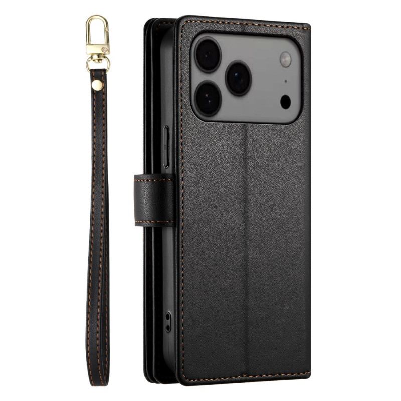 Housse iPhone 17 Pro Max Portefeuille avec Poche Zippée