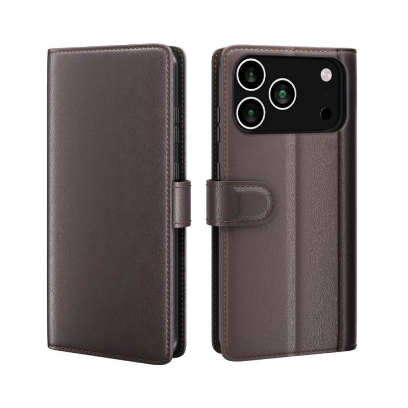 Housse iPhone 17 Pro Max Portefeuille Cuir Véritable