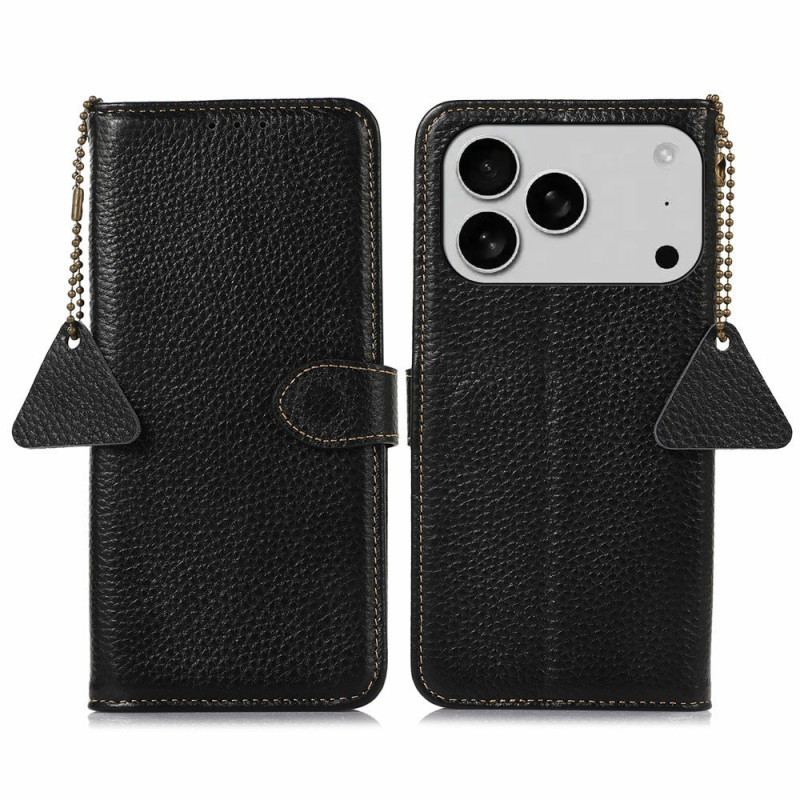 Housse iPhone 17 Pro Max RFID Cuir Texture Litchi