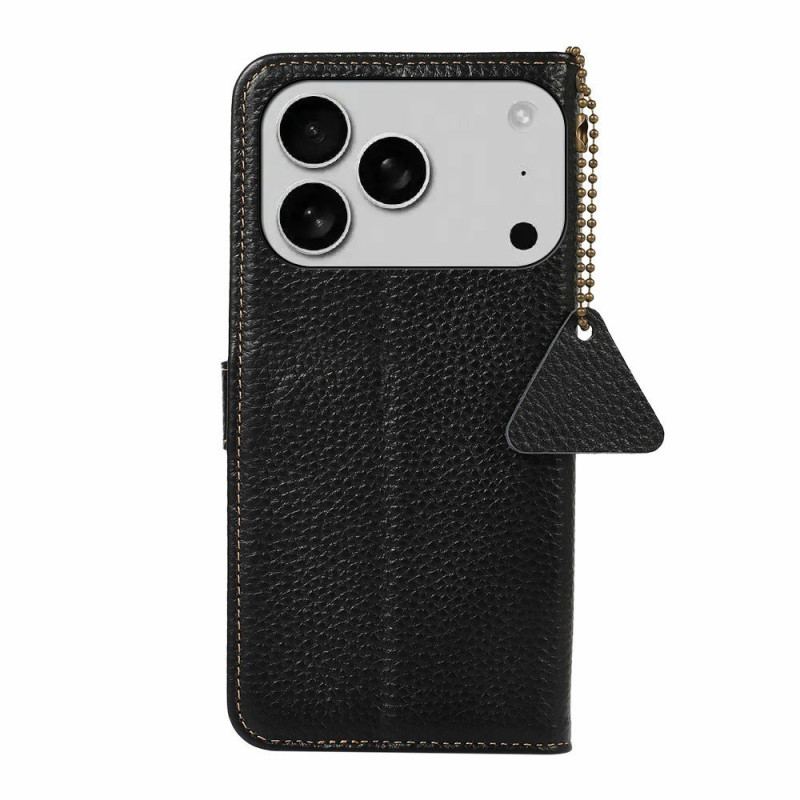 Housse iPhone 17 Pro Max RFID Cuir Texture Litchi
