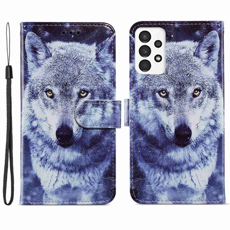 Housse Samsung Galaxy A13 Superbe Loup avec Lanière