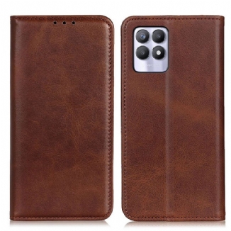 Flip Cover Realme 8i Cuir Fendu Élégance