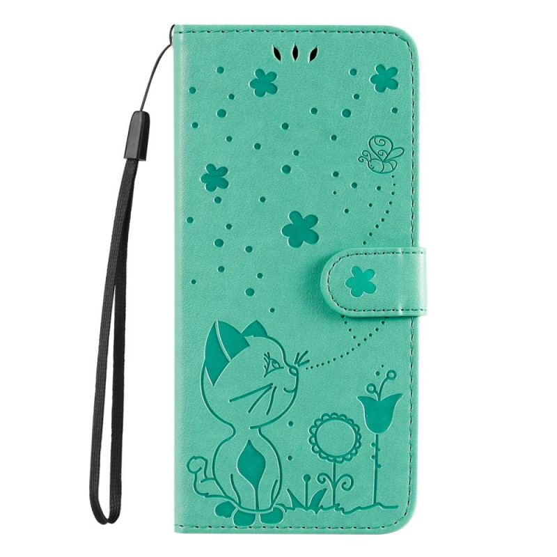 Housse Realme 8i Chat et Abeille à Lanière